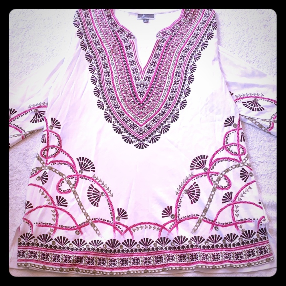 Hobo/hippie tunic/top/car-up, cttn, NWOT (L)